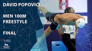 David Popovici  Men 100m Freestyle  Full Race  FINA World Junior Swimming Championships [upl. by Airdnaz914]