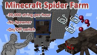 Minecraft Spider Farm  No Spawner  20000 stringhr 13000 spider eyeshr  Onoff switch [upl. by Cleon921]