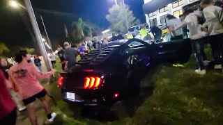 MUSTANG CRASHES INTO CROWD CAUGHT ON CAMERA [upl. by Soelch]