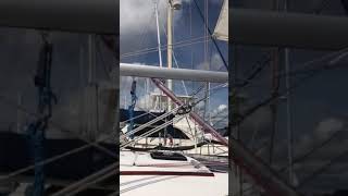 Running Backstays on sailboat Marco Polo [upl. by Valina]