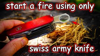 How to Start a Fire with a Swiss Army Knife Magnifying Glass  Victorinox Survival Tips and Tricks [upl. by Godding142]