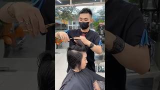 Dang Hieu Layer bob haircut  Kiểu tóc ngắn cho mặt tròn danghieuhairstylist layerbobhaircut [upl. by Robers]