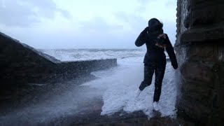 Waves in northern France as storm Eleanor barrels through Europe [upl. by Anerres789]