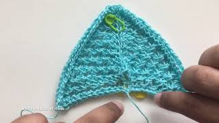 Tunisian Crochet Tutorial  Ruffled Waters Shawl  Closing the beginning V  Left handed [upl. by Diva]