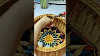 How to craft hand basket with rattan diy rattan handmade [upl. by Alidia]