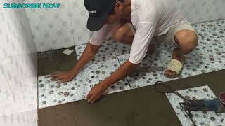 វិធីបិទការ៉ូ បន្ទប់ទឹក How to install bathroom Tile [upl. by Munn]