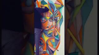 Cubism Mural Painting  cubism  Maddy  Art artist modernart mural muralpainting painting [upl. by Olatha]