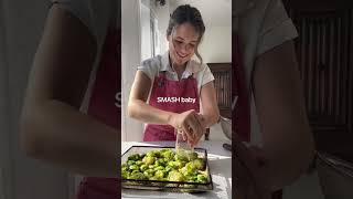 SMASHED Brussels Sprouts recipe recipe cookingchannel cooking plantbased vegetables recipes [upl. by Luaped]