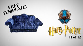 Harry Potter RAVENCLAW Common Room  DIY MINIATURE COUCH  12th scale  Harry Potter miniature [upl. by Donoghue760]