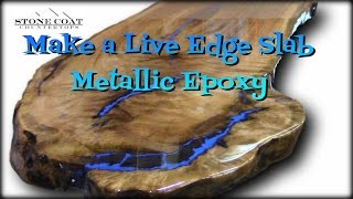 Live Edge Slab Table How to coat and finish with Blue Metallic [upl. by Ennasus]