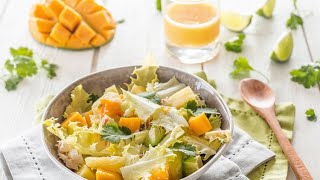 Recette  Salade d’endives frisées crabe à l’ananas et à la mangue [upl. by Vinnie]