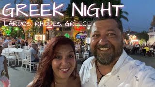 LARDOS VACATION Rhodes Greece  Traditional Greek Night Experience [upl. by Nawat]