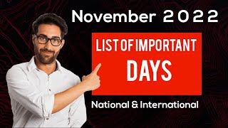 November 2022 Full List of important National and International Days Special days in November 2022 [upl. by Landrum]