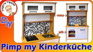 Kinderküche IKEA Duktig Hack auf pimpen Oberschrank selber bauen mit echten Fliesen  IngosTipps [upl. by Imugem]