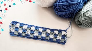 CROCHET TUTORIAL Checkered double crochet stitch🏁 [upl. by Cart]