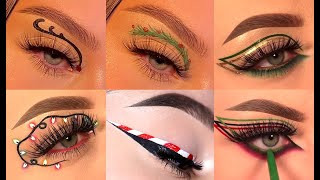 Delineados de Ojos Navideños Artísticos  Artistic Eyeliner Eye Makeup Tutorial  Hacks [upl. by Aiset]