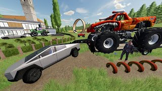 Billionaire Turns Cybertruck into Monster Truck  Farming Simulator 22 [upl. by Llejk569]