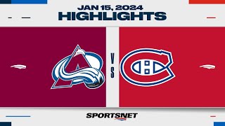 NHL Highlights  Avalanche vs Canadiens  January 15 2024 [upl. by Tterrej]