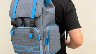 Распаковка MICHAEL KORS Cooper Graphic Logo Utility Backpack denim multi [upl. by Igic]