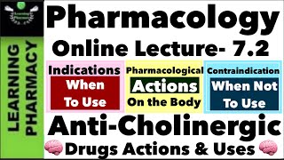 CH 72  AntiCholinergic Drugs  Pharmacological Action  Indications amp Contraindications [upl. by Darsie]