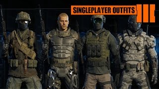 Call of Duty Black Ops 3  All Singleplayer OutfitsHelmetsFaces Wardrobe Showcase [upl. by Nettie]