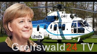 Angela Merkel in Greifswald am 18042015  Cougar 8201 Luftwaffe [upl. by Aitnis]