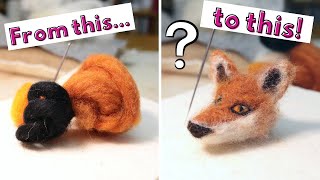 How To Needle Felt A Realistic Fox Head  Free Felting Pattern [upl. by Enirehtac]