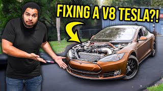 Fixing The Worlds ONLY Supercharged V8 Tesla Model S Is Harder Than You Can Imagine [upl. by Strohben133]