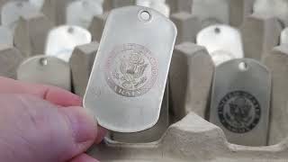 Laser engraving color float on stainless steel dog tags forusarmy [upl. by Sadick451]