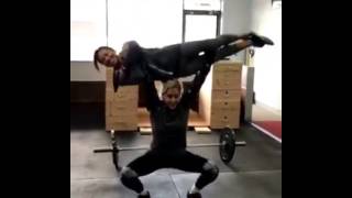 Muscle girl overhead lift carry squat her 60kg friend like a feather [upl. by Aiuqcaj]