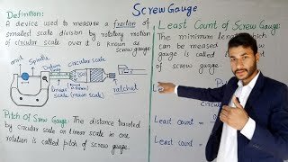 Screw gauge parts and least count physics class 9 chapter 1 Part 1 [upl. by Rennoc]