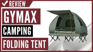 GYMAX Camping Tent Cot Folding Tent Combo with Air Mattress amp Sleeping Bag Review [upl. by Domenech174]