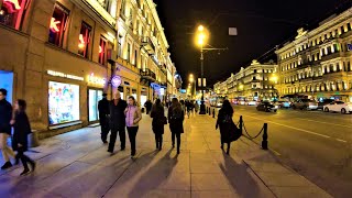 Saint Petersburg  Walking nigt Nevskiy prospekt street  Russia [upl. by Christi]