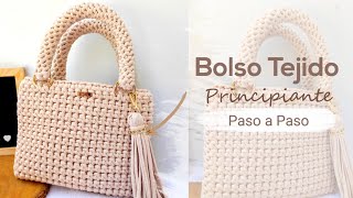 🔥Bolso Tejido a Crochet  punto bajo doble  PRINCIPIANTE  Super facil y Economica [upl. by Neelie]