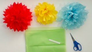 How to Make Tissue Paper Pom Pom Flowers in 4 Easy Steps [upl. by Buffum557]