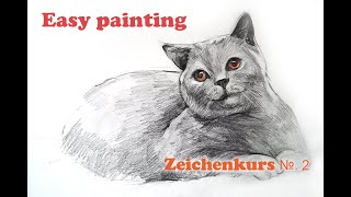 Zeichenkurs Zeichnen lernen Schritt für Schritt  Tiere zeichnenKatze zeichnen How to Draw a Cat [upl. by Eelam689]