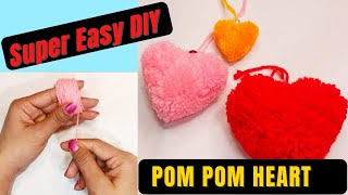 shortsSuper Easy Heart Pom Pom Making Idea from Woolen Thread Yarn Craft Idea for Valentines day [upl. by Gambell102]