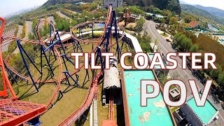 Tilt Roller Coaster by Jinma POVReverse POV Go Pro Mounted Suzhou Forest Amusement Land [upl. by Clarence]