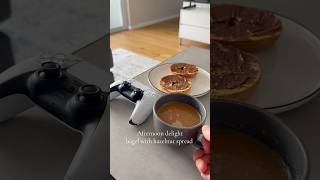 Afternoon delight bagel with hazelnut spread afternoontea bagel hazelnut tea asmr [upl. by Nihahs997]