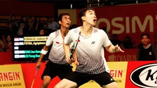 Marcus Gideon Agrippina TRICKSHOT Against Lee Yong Dae  Marcus Gideon Agrippina vs Jung Lee [upl. by Ykcul]