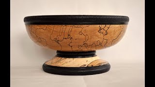 Woodturning  Christmas Pedestal Bowl in Spalted Beech [upl. by Fita]