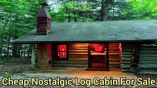 Michigan Lakefront Cabin For Sale  125k  Log Cabins In The woods  Michigan Waterfront Cabins [upl. by Ammej]