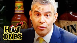 Andy Cohen Spills the Tea While Eating Spicy Wings  Hot Ones [upl. by Ainahs]