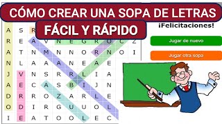 ✅COMO crear una sopa de letras FACIL Y RAPIDO👌 [upl. by Budwig]