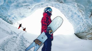 Snowboarding Into The Massive Glacier Ice Cave [upl. by Layod]