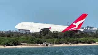 Qantas amp Singapore Airlines A380841 amp British Airways B777300 depart Sydney on 34L [upl. by Oberheim]