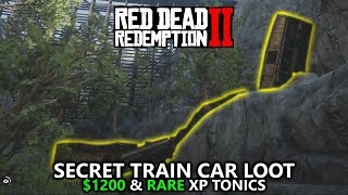 Red Dead Redemption 2  Derailed Train Carriage Loot  1100 amp Rare XP Tonics Easy Money [upl. by Salter665]