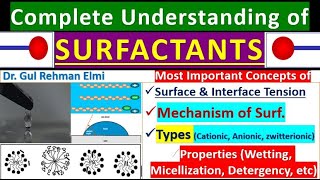 SURFACTANTS Structure and Mechanism  Types and Properties of Surfactants Surfaceinterface Tension [upl. by Omari13]