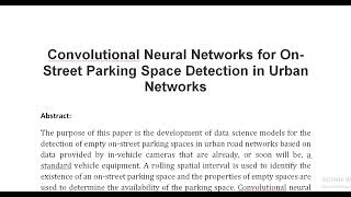 Convolutional Neural Networks for On Street Parking Space Detection in Urban Networks [upl. by Patricio909]