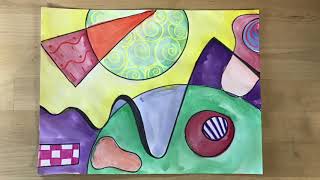 Kids Art Lesson  Wassily Kandinsky Abstract Art [upl. by Wojak856]